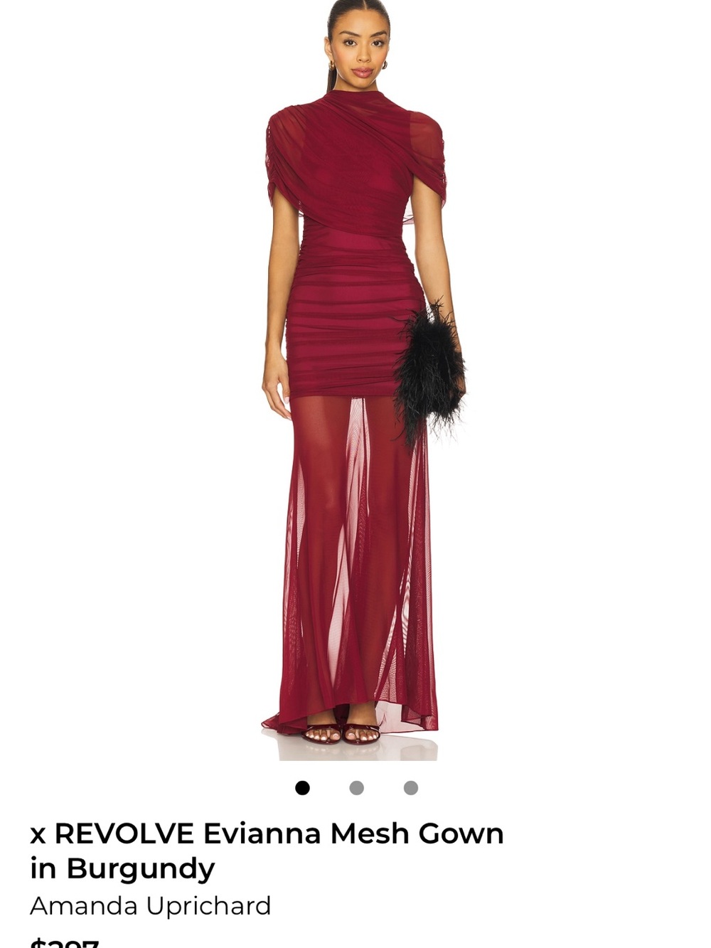 REVOLVE Evienna Mesh Maxi Gown in Burgundy